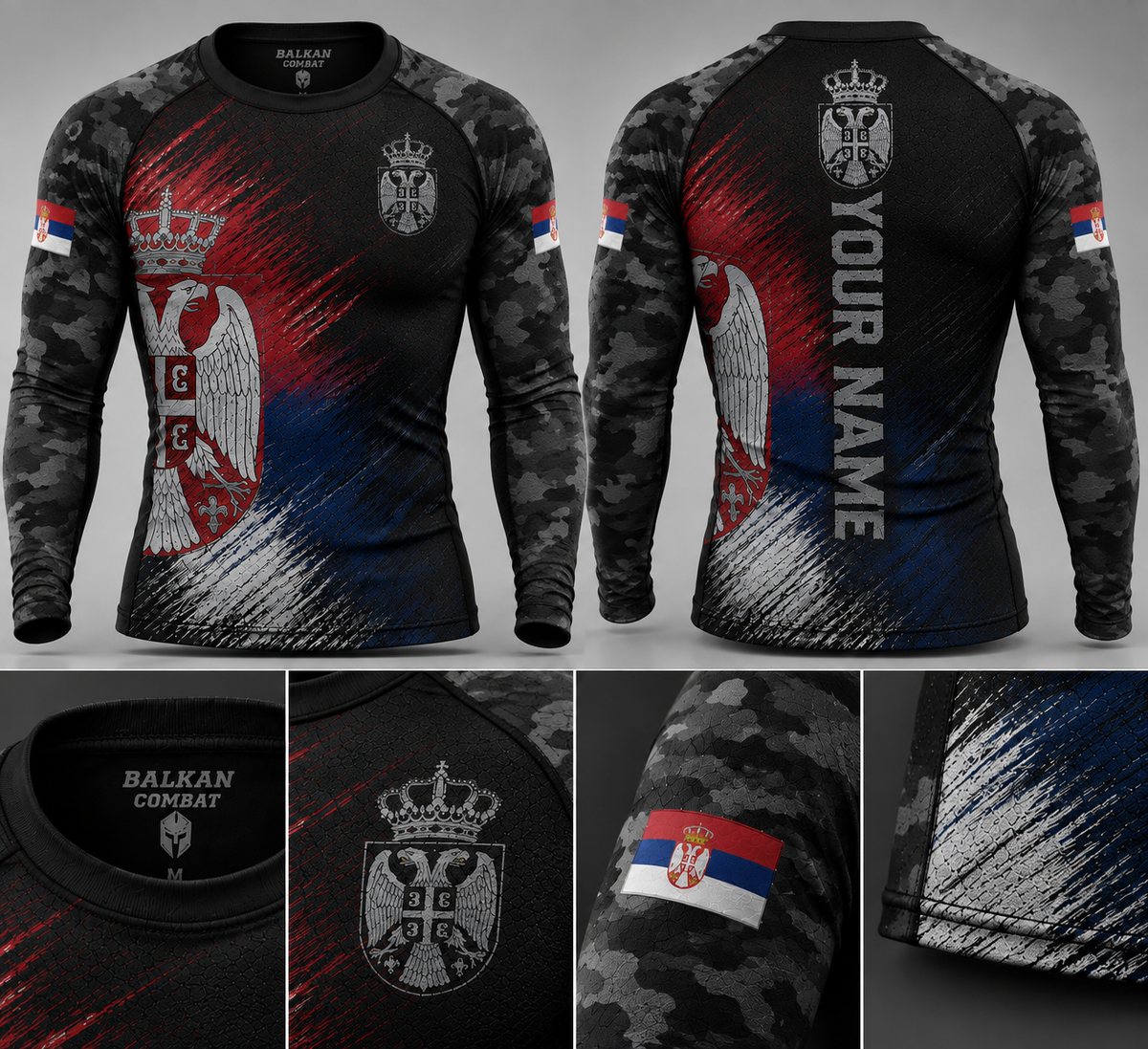 Serbia Rashguard – Red & Blue