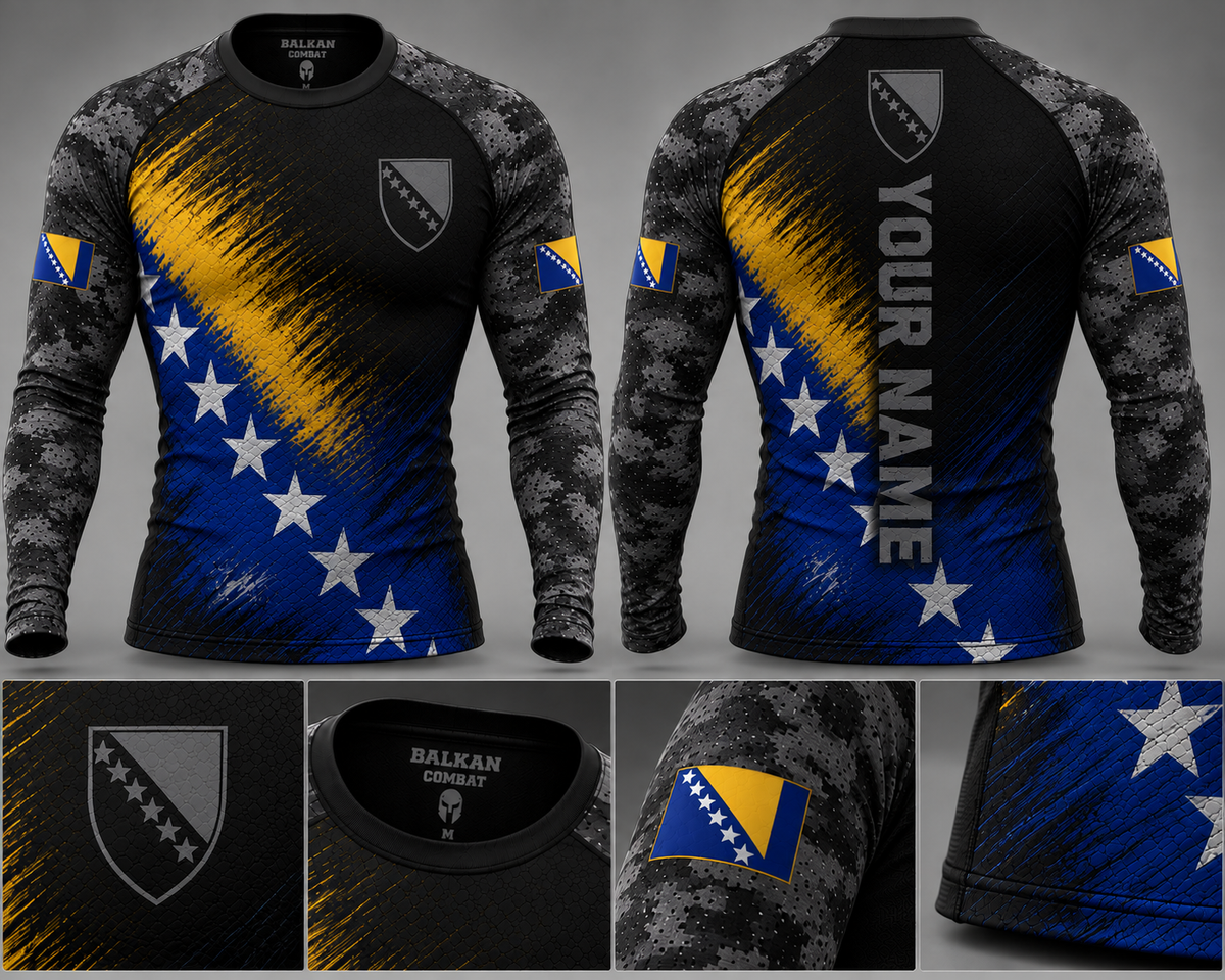 Bosnia Rashguard – Blue & Gold