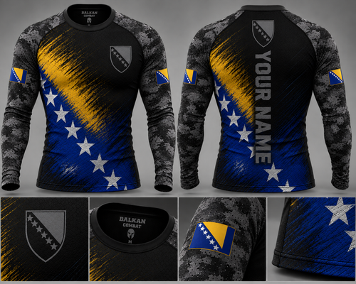 Bosnia Rashguard – Blue & Gold - BALKAN Combat