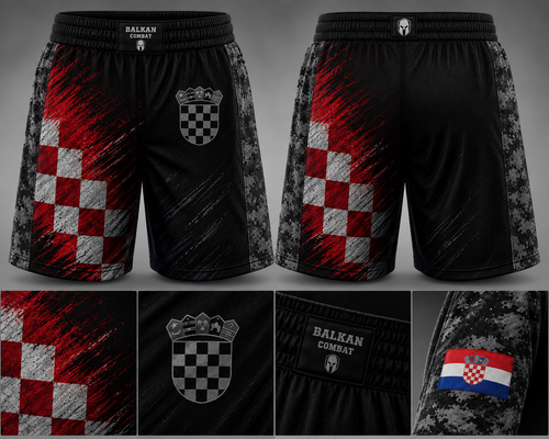 Croatia Fight Shorts – Red & White - BALKAN Combat